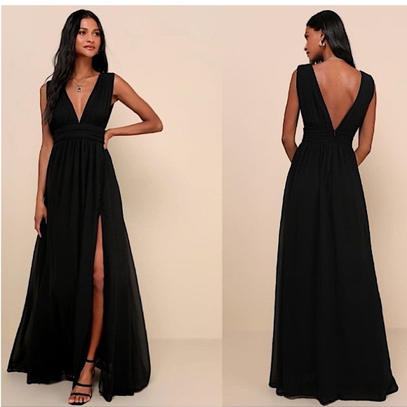 Lulus Dresses & Skirts - Lulus NWT Heavenly Hues Goddess Maxi Long Sleeveless Dress, Black, Size 1X